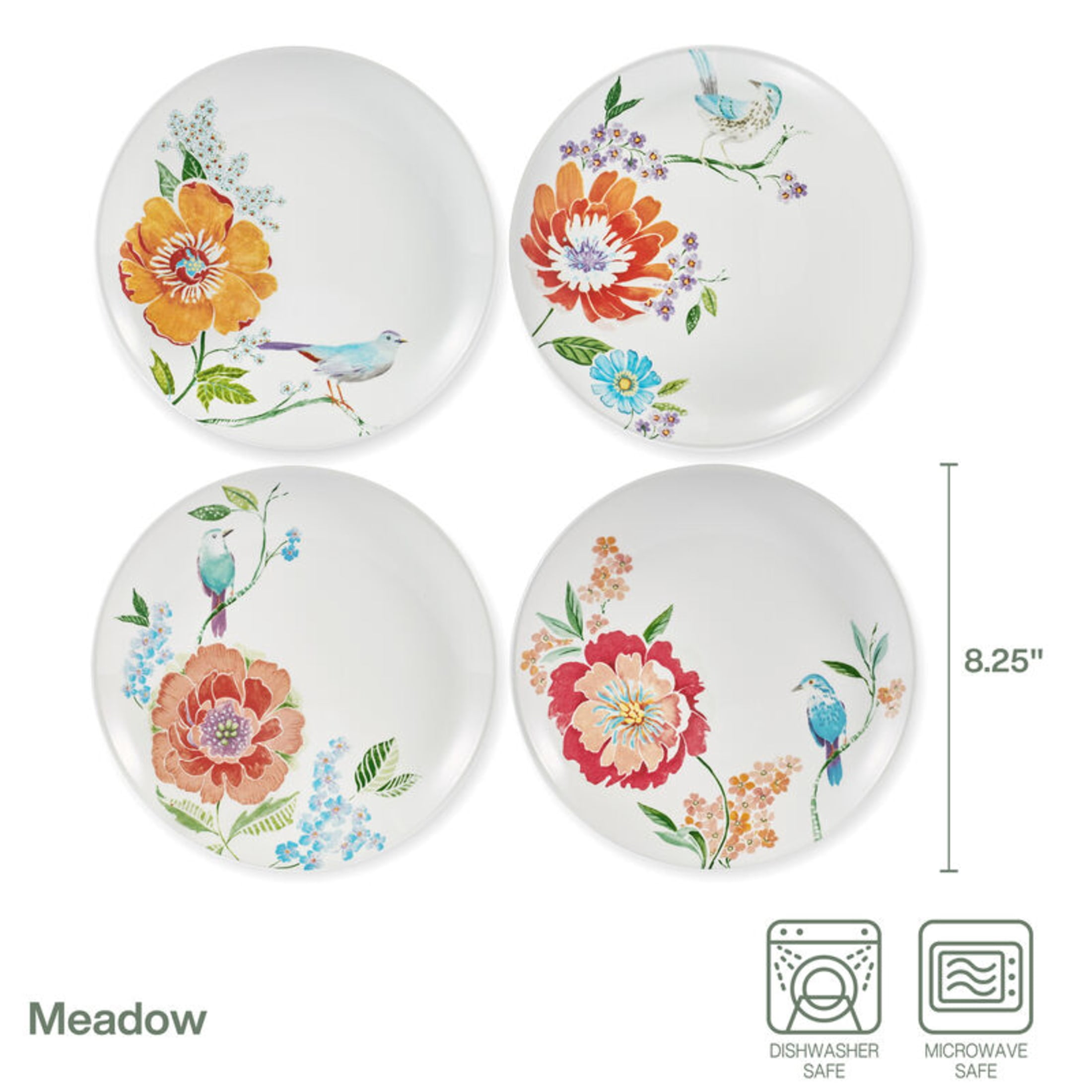 Fitz and Floyd Meadow 8 1/4" White Round Earthenware Party Plate (4 Count)