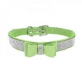thumbnail image 1 of [Big Clear!]Cute & Good-Looking  Soft Leather Dog & Cat Collar & Leash Set - Rhinestone Flocking Sparkly Crystal Diamonds Studded - Cute Double Bowknot - Perfect For the Show, 1 of 7