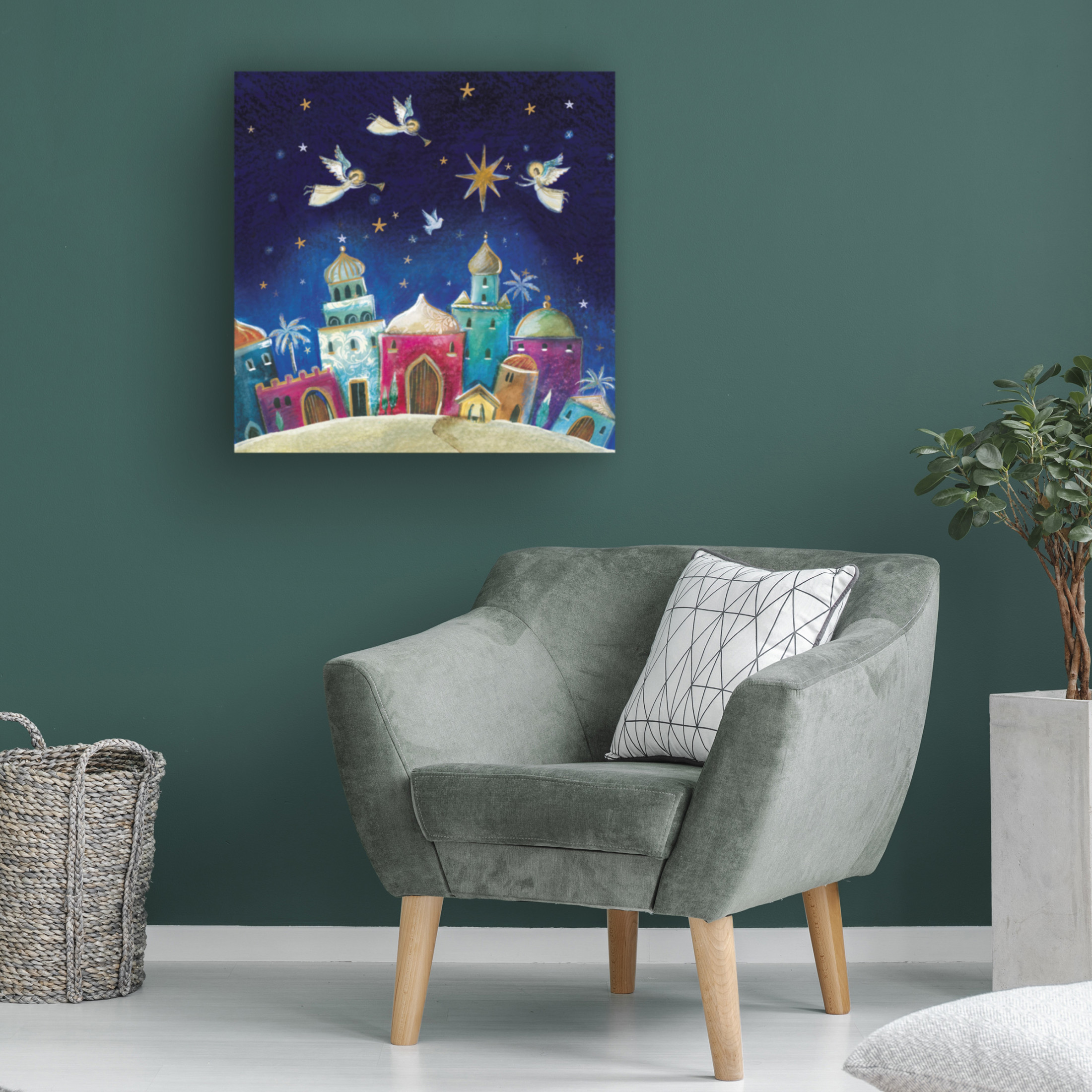 Canvas Wall Art - Paper Dove Co Ltd 'Starry Night' Wall Art for Living Room, Bedroom, or Office Décor by Trademark Fine Art - 35 x 35 Inches