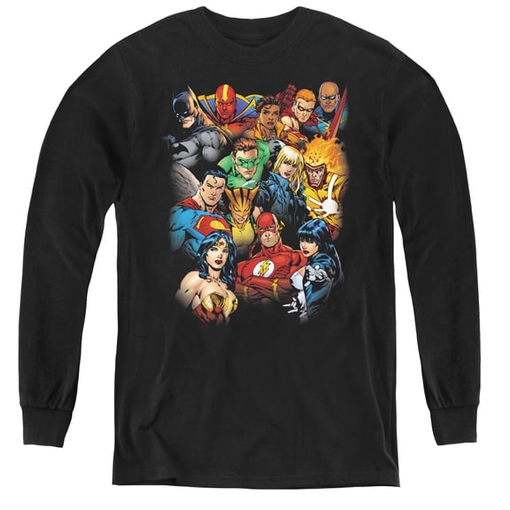 Jla - The Leagues All Here - Youth Long Sleeve Shirt - Medium