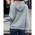 thumbnail image 4 of Sudadera con capucha para mujer, empalme de encaje, manga larga, cordón, sudadera con capucha para mujer, para el trabajo diario, escuela, gris, XL, 4 of 6