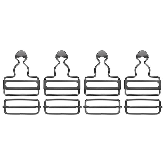 Unique Bargains Overall Buckles 4 Sets Metal Suspender Replacement Buckles 38mm Gun-black