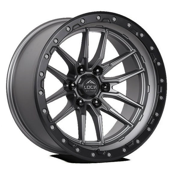 Lock Offroad Krawler 18x9 6x139.7 -12et 106.2 Matte Gray w/ Matte Black Ring