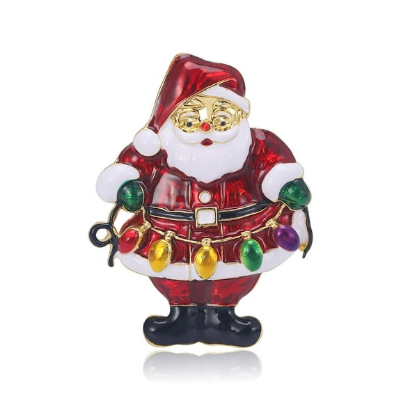 Fashion Santa Claus Christmas Brooch Pin Colorful Bulb Ornament Enamel Lapel Brooces Pins Xmas Festive Holiday Jewelry Gifts for Women