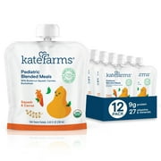 KATE FARMS Organic Pediatric Blended Meal, Squash and Carrot, 8g protein, organic whole foods, Gluten Free, Non-GMO, 8.45 oz (12 Pack)