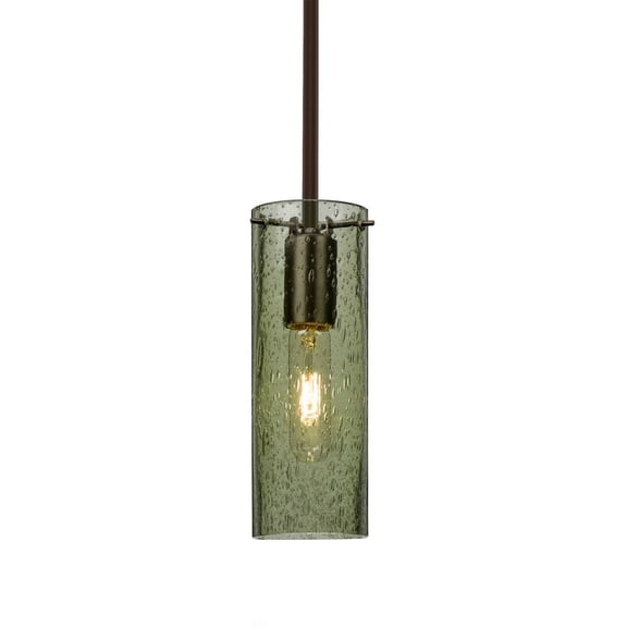 Besa Lighting - Juni 10 - 1 Light Cord Pendant-Bronze Finish-Moss Bubble Glass