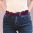 thumbnail image 6 of Women Stretch Belt Adjustable Invisible Belts with Flat Buckle No Show Belts Dark Red, 6 of 9