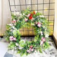 thumbnail image 4 of 2025 Artificial Spring Wreath, Decorative Floral Wreath for Party Office Restaurant, Quality Silk Flowers Rattan Ring Green Leaves, Summer Door Decor, 4 of 5