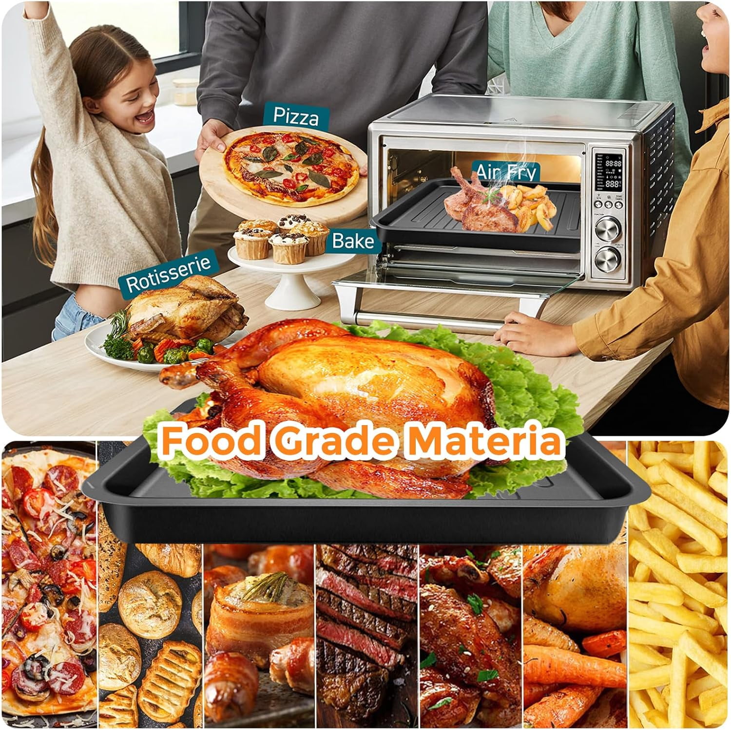 Air Fryer Grill Pan for COSORI 13 in 1 CS130-CFH CS130-AO 12 in 1 CO130-AO 32Qt Air Fryer Toaster Oven Combo, Air Fryer Rack Accessories Replacement Parts Grill Plate Crisper Plate Tray