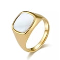thumbnail image 2 of 15mm Square White Shell Band Stainless Steel Men Women Ring Gold /Silver Sz 6-12, 2 of 7