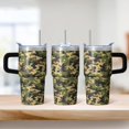 thumbnail image 2 of Camo 20oz Stainless Steel Tumbler with Handle and Straw – Insulated Travel Cup with Sliding Lid, 360° Full Wrap Printed Mug for Home, Outdoor & Sports Use, Camouflage, 2 of 6