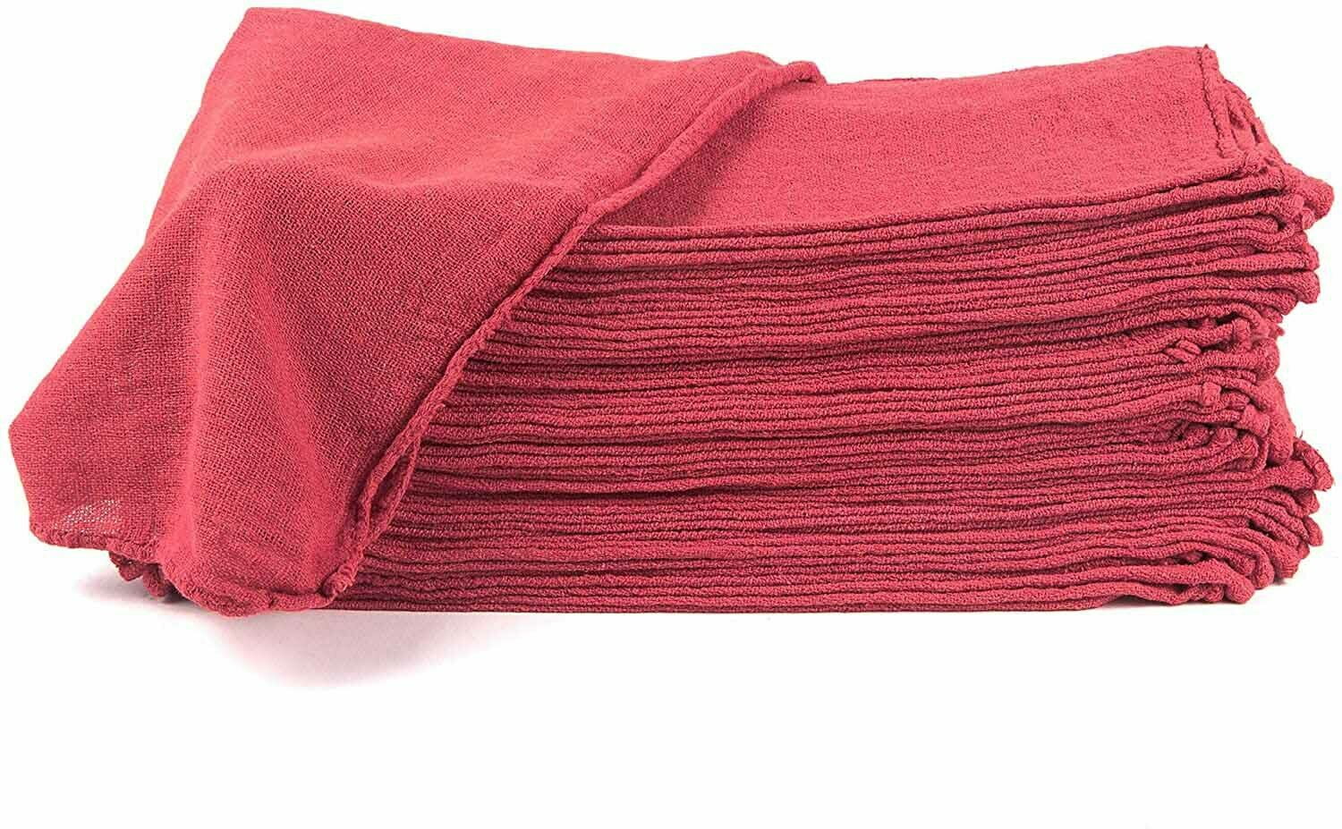 50 PACK MECHANIC AUTO SHOP RAG CLEANING TOWELS RED COMMERCIAL NEW 