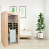 1-Person Far Infrared Sauna Room using Canadian Hemlock, Outdoor Personal Home Spa for Relaxation with intelligent control panel(Wood),American standard Power plug,TUV GS CE Safety Certification
