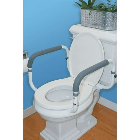 Carex Steel Toilet Support Rail with Adjustable Legs and Handles for Seniors, 300 lb Capacity