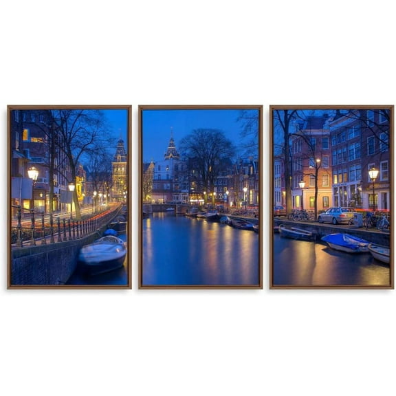 IDEA4WALL 3 Piece Framed Canvas Wall Art for Living Room, Bedroom Italy City Landscape Canvas Prints for Modern Home Decoration Ready to Hang