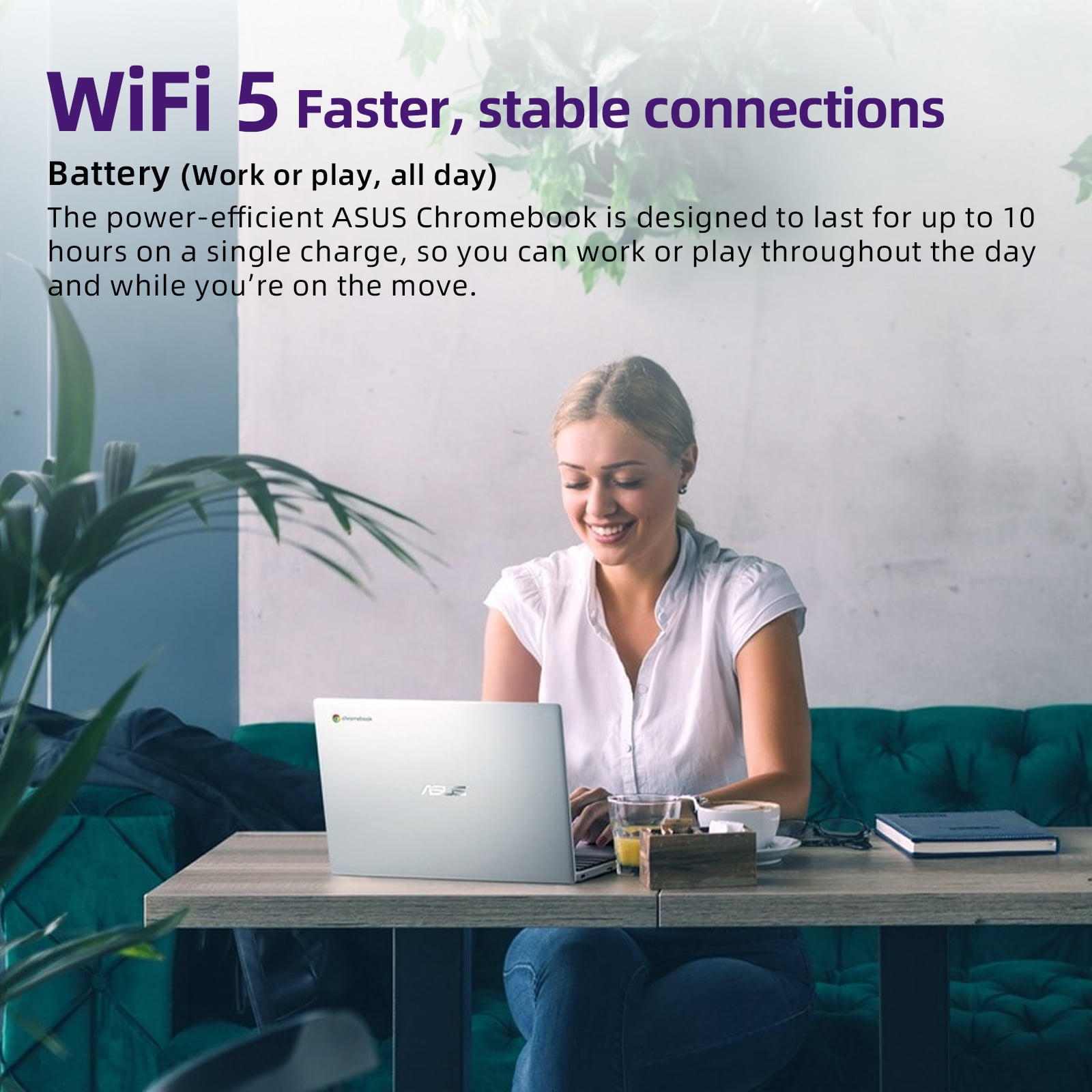 ASUS 14-inch FHD Chromebook, Intel Celeron N4020, 4GB RAM, 128GB eMMC, Anti-Glare Display, 180° Hinge, Chrome OS, Silver