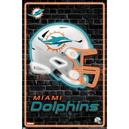 NFL Miami Dolphins – Neon Helmet 23 Wall Poster 22.375 x 34
