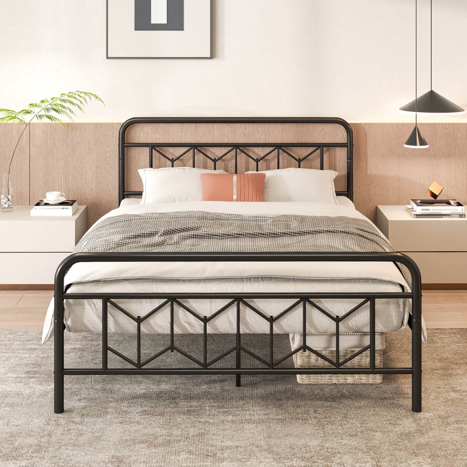 Infans Queen Size Bed Frame Mattress Foundation w/ Headboard 12.5" Under-bed Storage