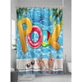thumbnail image 5 of Fsddascl Blue Summer Pool Shower Curtain Set - 66" x 72" Washable Bathtub Curtain with 12 Hooks, Watermelon Swimming Ring Slippers Waterproof Fabric Stall Shower Curtains for Bathroom/Bathtub Décor, 5 of 6