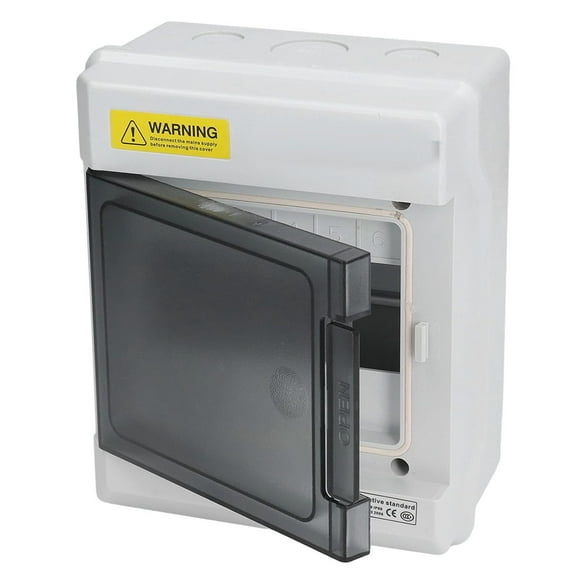 HUGFEGWE Distribution Protection Box, 7.9 x 6.5 x 3.9in Switching Circuit Breaker ABS IP66 Waterproof Transparent Cover Distribution Junction Box for Electrical, Communication(6 Way) UA824-20825
