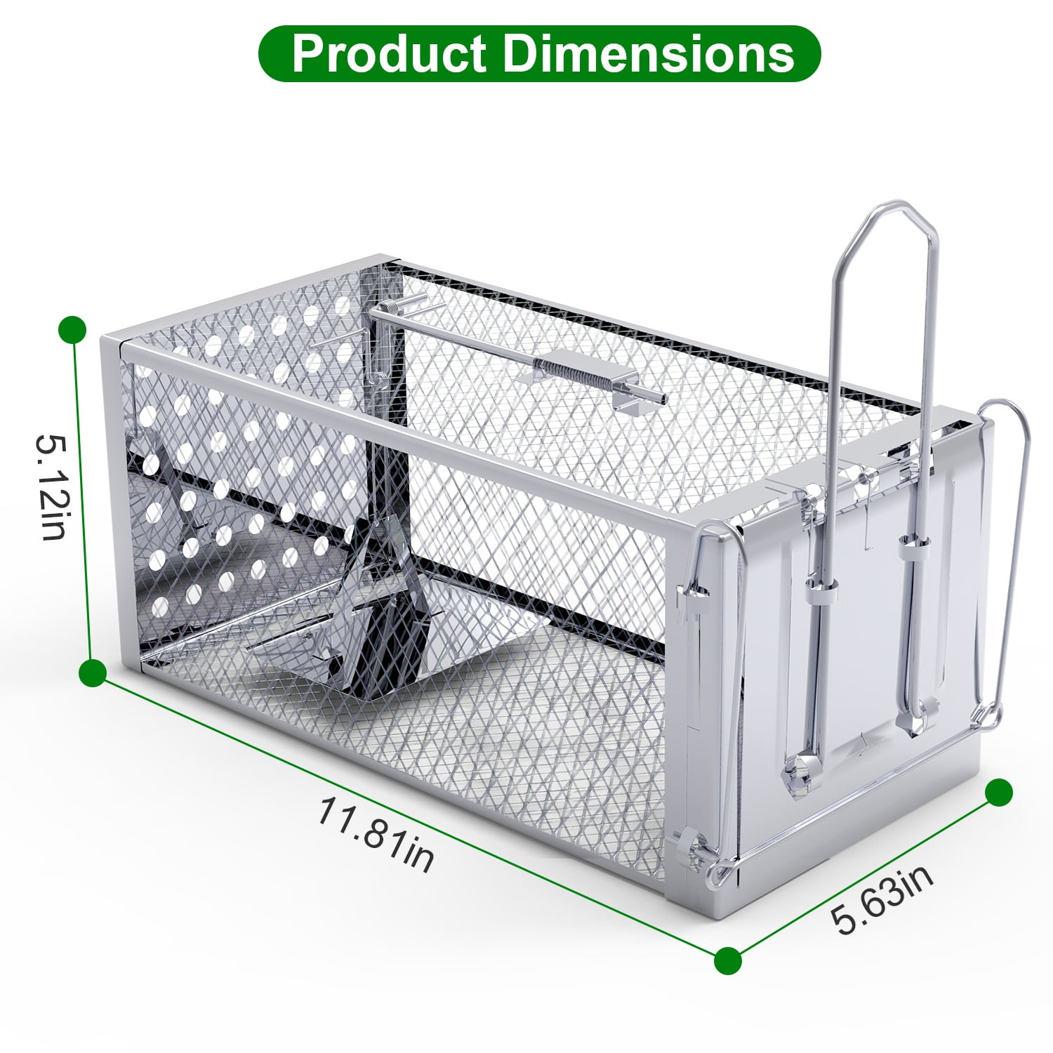 Stainless Steel Humane Live Animal Trap for Rats, Squirrels, Chipmunks & Mice - High Sensitivity Pedal, Auto-Lock Door - Safe for Indoor & Outdoor Use