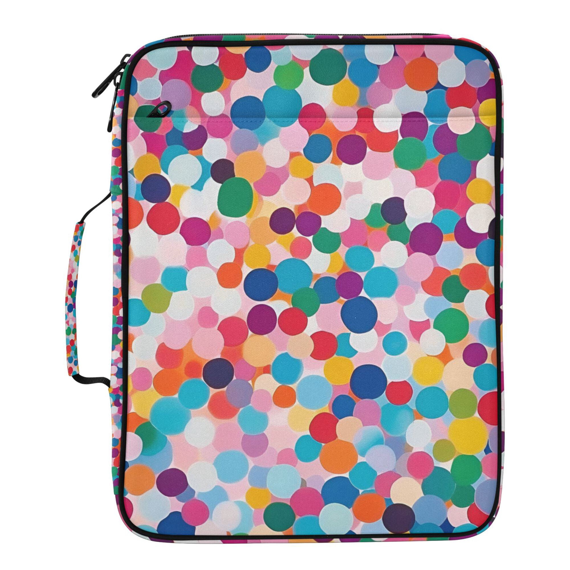 FORMRS Accordion File Folder A4 Size 7-Pocket Expanding Document Organizer Bag with 3 Ring Binder, Blue Colorful Circles