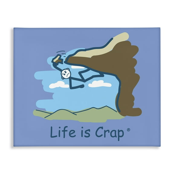 Stupell Industries Falling Rock Climber Novelty & Humor Painting Wrapped Canvas Art Print Wall Art, 20 x 16