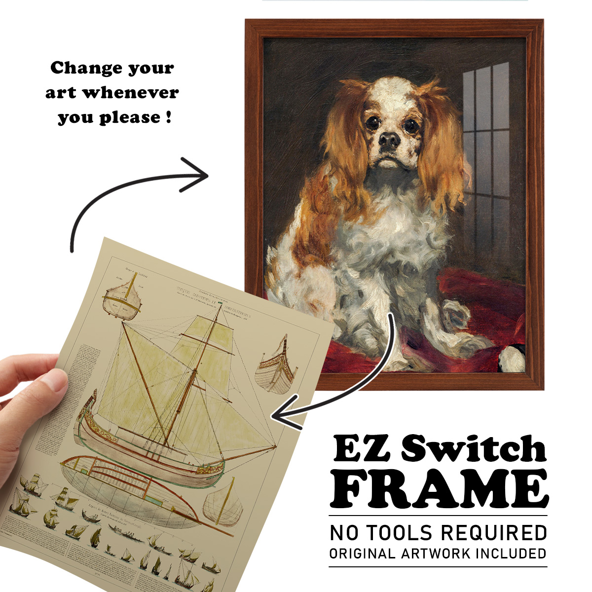 Antique Ship Plan I -Framed Print w/glass-Chestnut