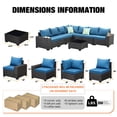 thumbnail image 2 of TerraRelax 8 Pieces Patio Furniture set All-Weather Outdoor Wicker Sectional Conversation Sofa Rattan patio seating sofa with cushion and Glass Table and Ottoman for Porch Poolside,Peacock, 2 of 7