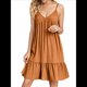 thumbnail image 1 of Vestido de Verano para Mujer 2025, Sin Mangas, con Tirantes Finos y Cuello en V, Informal, Estilo Swing. Naranja Rojo S, 1 of 7