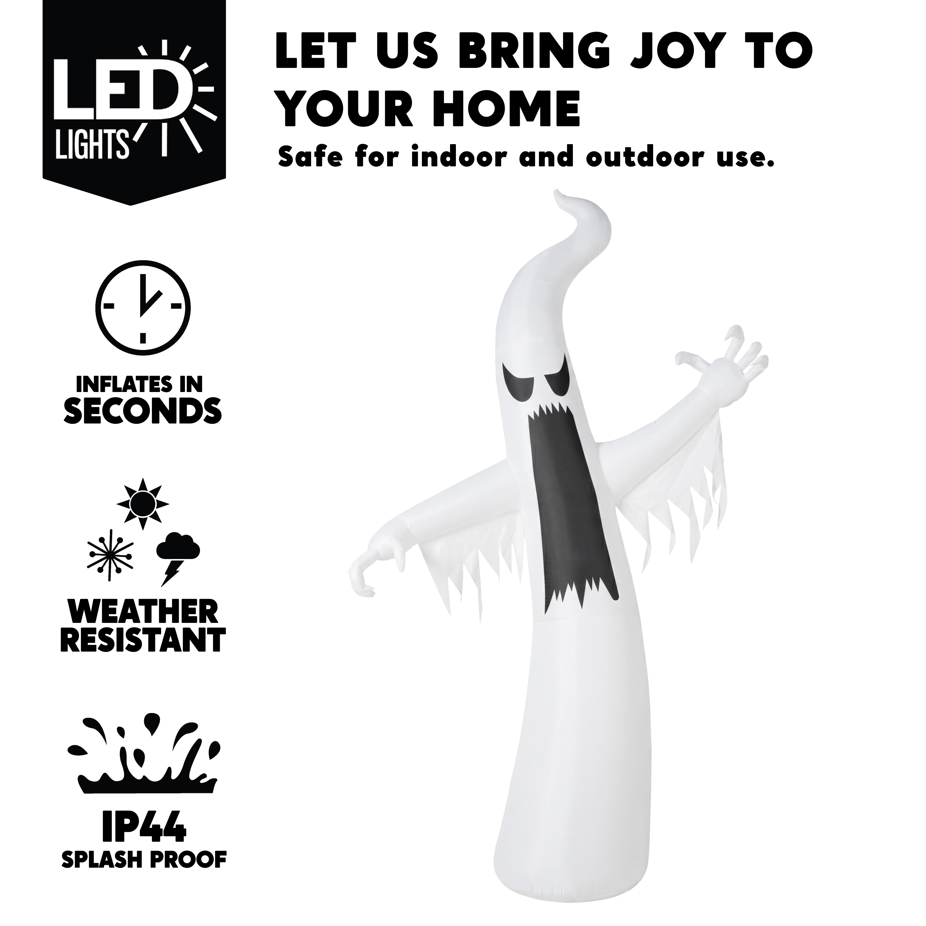 Joyfy 12ft Giant Halloween Inflatable Ghost with LEDs photo 3