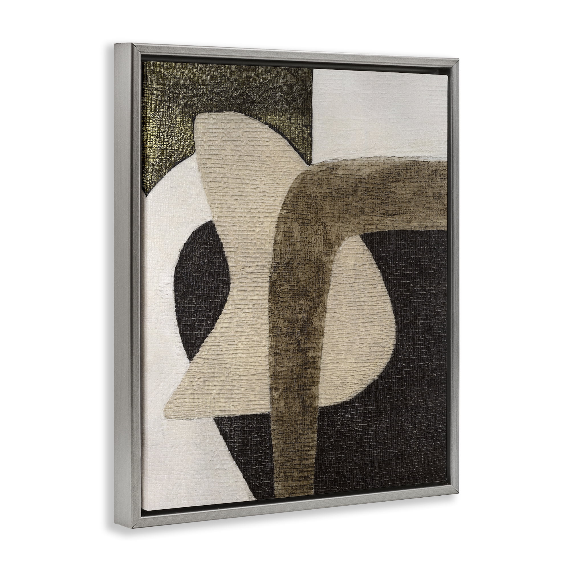 Stupell Industries Boho Modern Shape Pattern Abstract Painting Gray Floater Framed Canvas Art Print Wall Art, 25 x 31