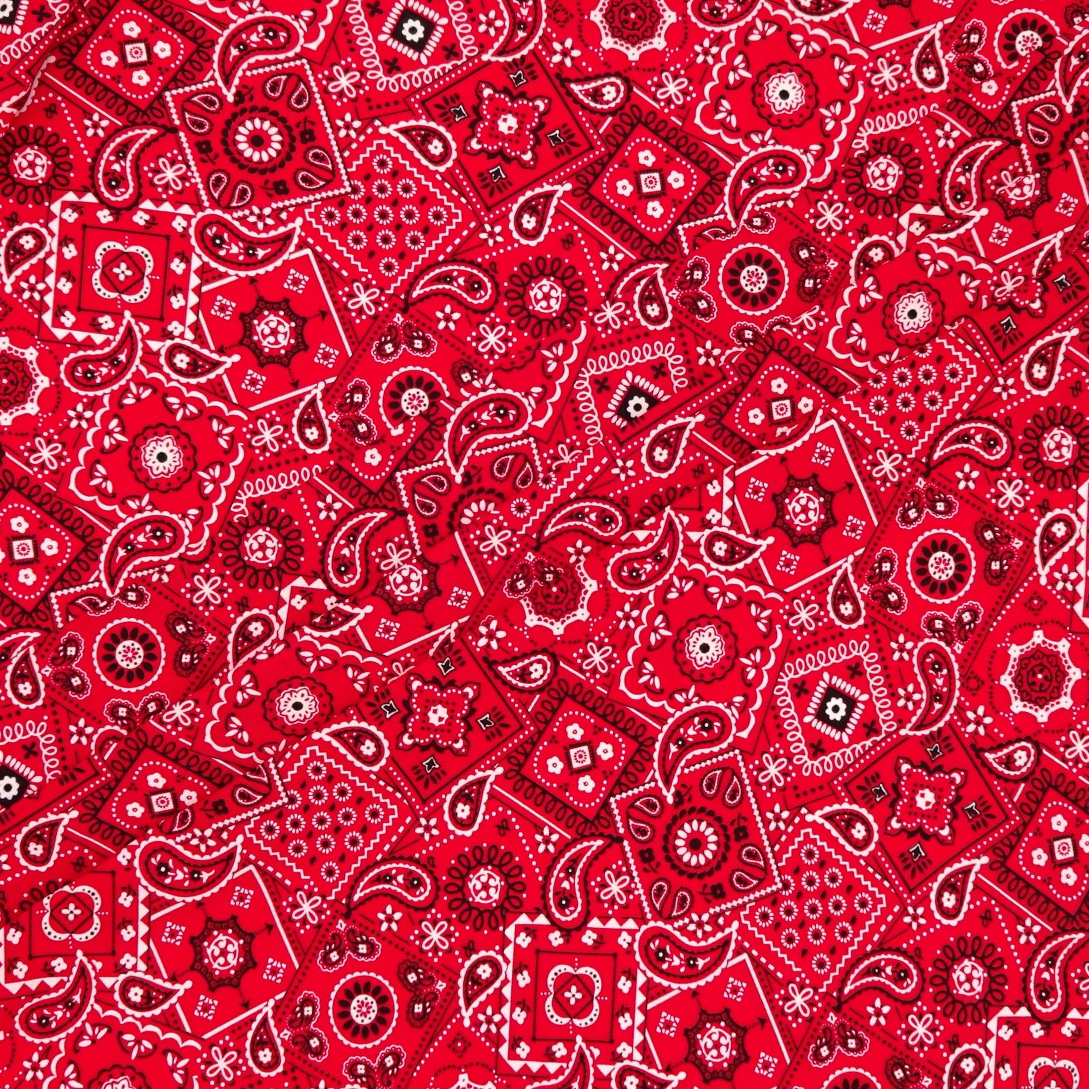 Waverly Inspirations 1 yard Cut 100% Cotton Bandana Print Fabric, Poppy Red, 44" Wide for Quilting & Sewing