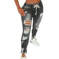 thumbnail image 6 of European and American High Waist Ripped Elastic Waist Drawstring Jeans for Women Ripped Jeans for Women, 6 of 6