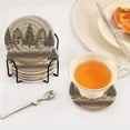 thumbnail image 7 of 6 Pcs Drink Coasters with Holder 3.94in Woven Coasters for Drinks Snowmen and Deer in The Forest Coaster Set for Protection Table, 7 of 7