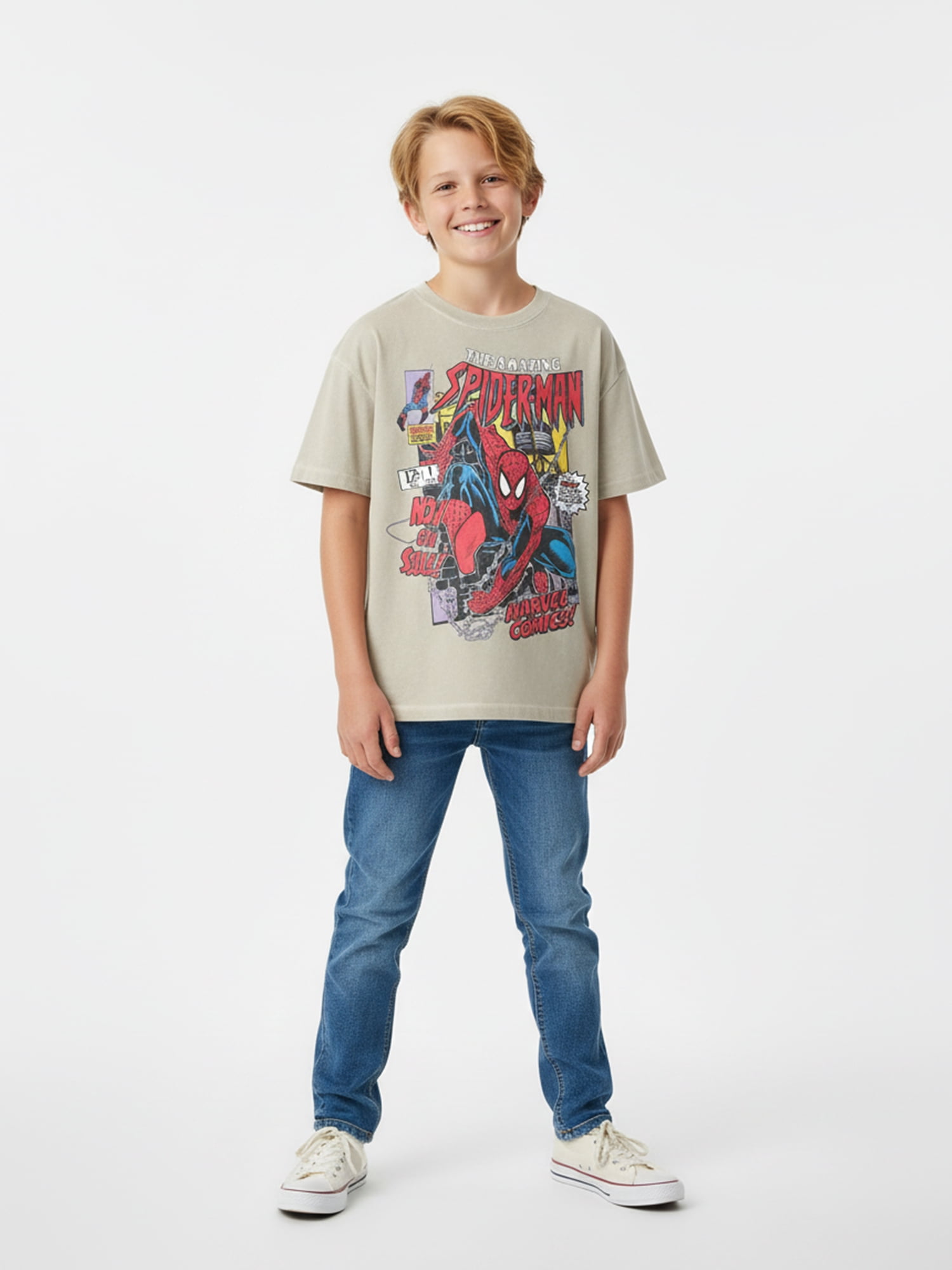 Spider-Man, Boys' Relaxed Graphic T-Shirt, Comic Spidey, Sizes 4-18