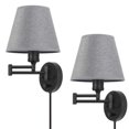 thumbnail image 2 of Luz De Pared Con Brazo Oscilante, Luces De Pared Modernas Con Pantalla De Lino, Instalación Enchufable O Montada, Enchufe E27 Para Dormitorio, Sala De Estar, Oficina 2 Piezas Guardurnaity HA026948-01, 2 of 7