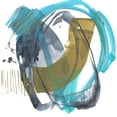 thumbnail image 2 of Goldberger, Jennifer 26x26 Black Ornate Wood Framed with Double Matting Museum Art Print Titled - Olive and Blue Gesture II, 2 of 4