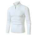 thumbnail image 2 of Yiliang Knitting Cotton Half Zip Sweater for Men Fall and Winter Long Sleeve Warm and Thermal Top Clothes ,White,M, 2 of 4