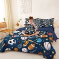 thumbnail image 4 of Erosebridal Kids Baseball Sport Games 7pcs Bedding Comforter Set,Ball Personalized Alphabet D Queen Bedding Sets For Boys,Reversible navy blue, 4 of 7
