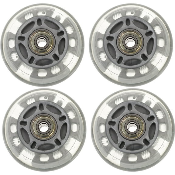OUNONA Silver Rubber Skateboard Wheels with LED Light for Skate Use 72mm 4pcs