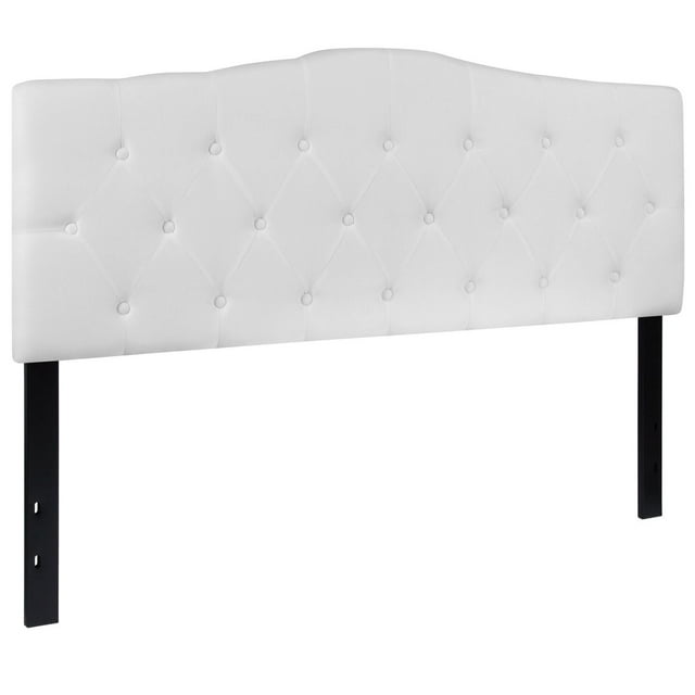 Cambridge Tufted Upholstered Queen Size Headboard in White Fabric