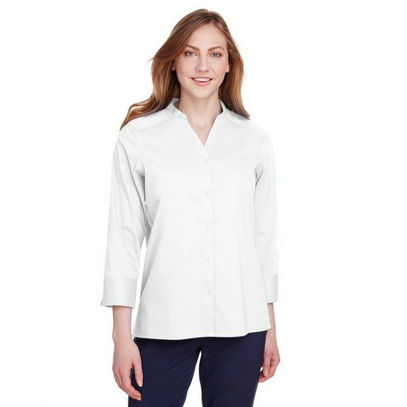 Devon & Jones DG560W Ladies' Crown Collection Stretch Broadcloth 3/4 Sleeve Blouse