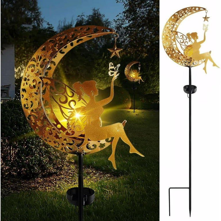 Solar Moon Flower Fairy Crystal Lamp, Garden Decorative Iron Beautiful Fairy