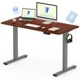 thumbnail image 2 of FLEXISPOT 48"x30" Home Office Height Adjustable Standing Desk with Hooks, Ergonomic Electric 2-Stage Stand Up Computer Desk, Gray and Mahogany, 2 of 7