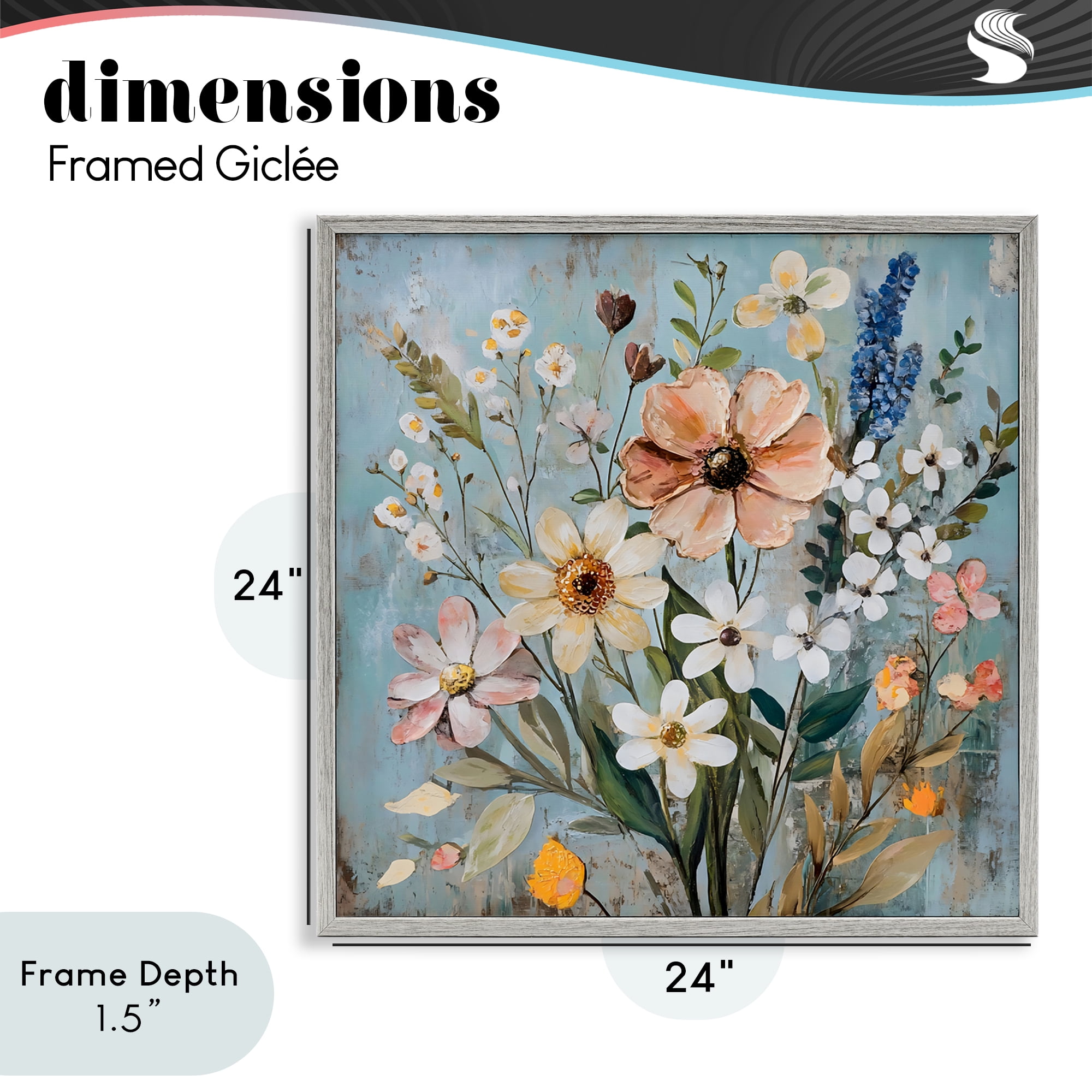 Stupell Industries Wildflower Mix Spring Bouquet Gray Framed Giclee Art, design by Creative Studio