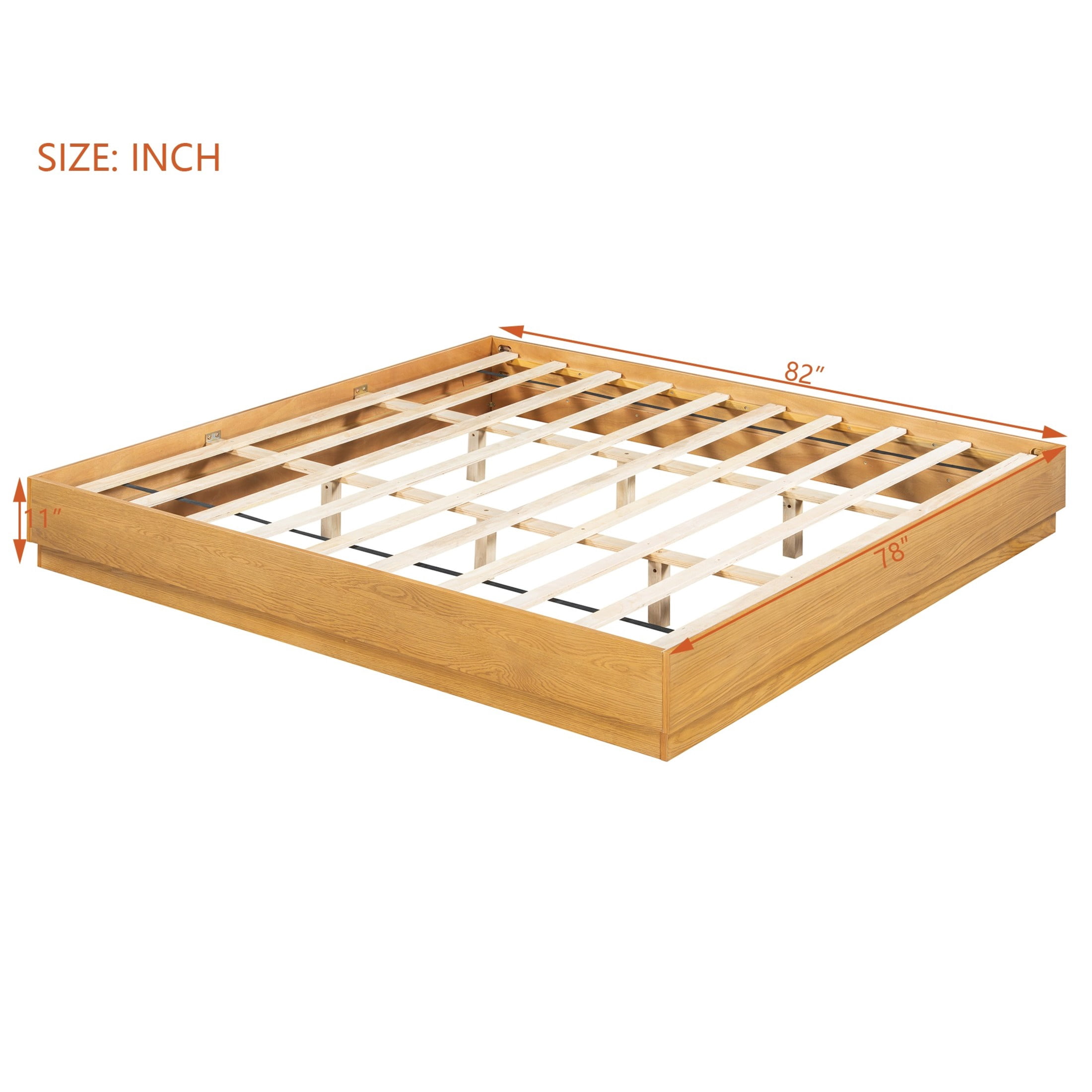 Christopher Knight Home King Platform Bed Frame with Wood Slat Support, Low Profile Design, Walnut