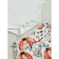 thumbnail image 5 of Newborn Baby Girl Halloween Outfit Hey Pumpkin Short Sleeve Romper +Shorts +Headband Set Infant Fall Cute Clothes, 5 of 7