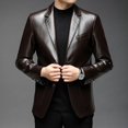 thumbnail image 1 of Chaqueta de traje de cuero para hombre, chaqueta de traje de primavera y otoño, chaqueta informal de alta gama para mediana edad, chaqueta gruesa de moda para otoño e invierno, 1 of 2
