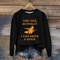 thumbnail image 2 of Halloween Sweatshirt BWASD Witch Graphic Plus Size Crewneck Sweatshirt for Women I Can Drive A Stick Print Long Sleeve Loose Pullover Top Halloween Party Outfit |Black,L, 2 of 4